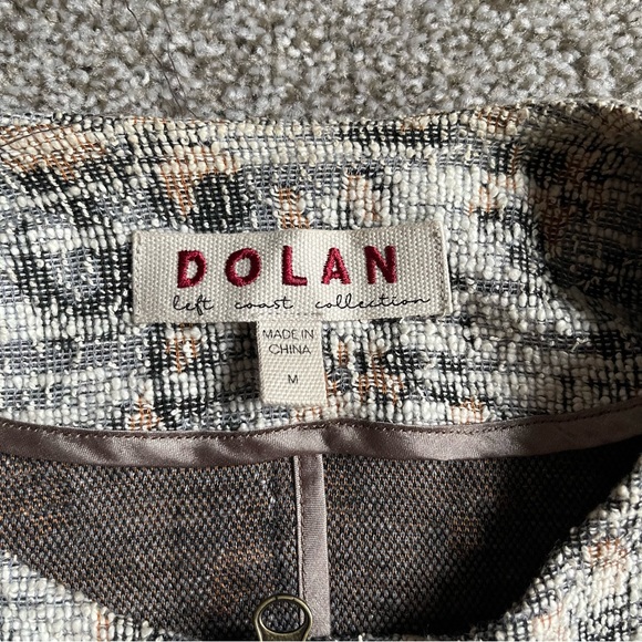 Anthropologie Dolan Leopard Longline Tweed Jacket Sz M Zip Up Pockets Neutral - Picture 4 of 7